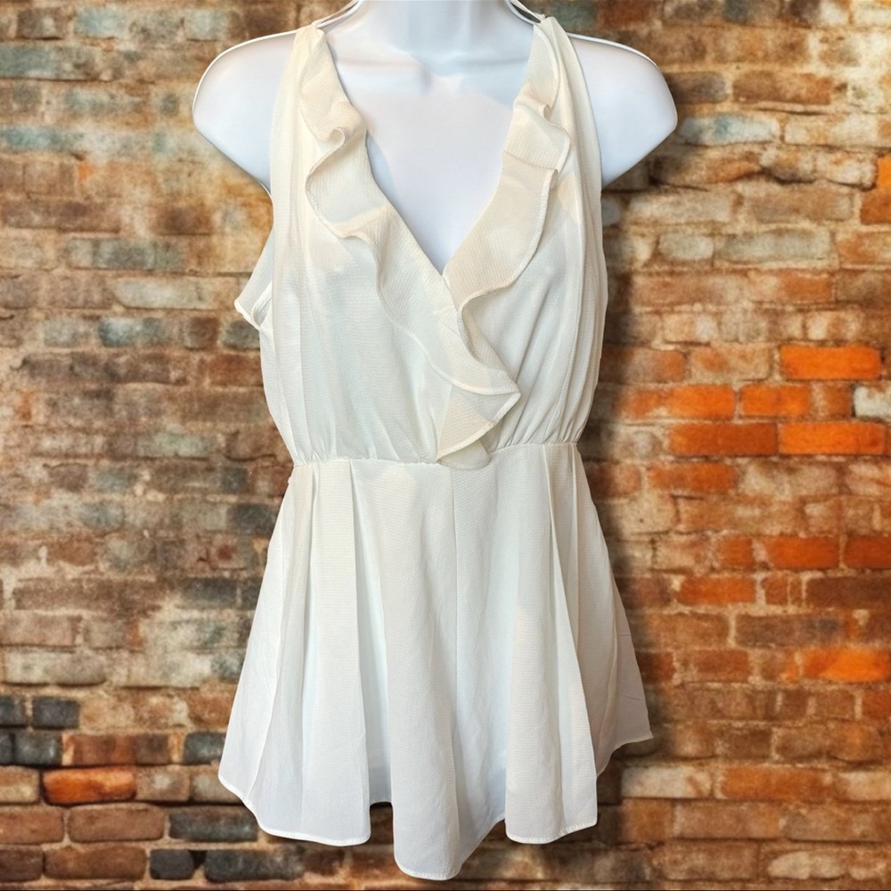 Elegant White Ruffle Halter Top